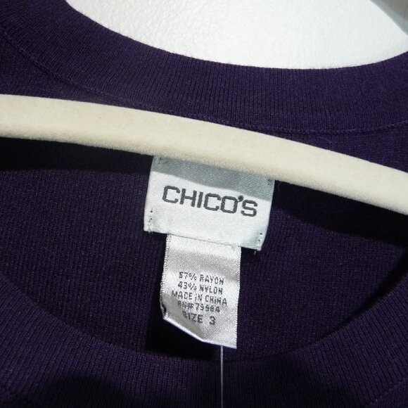 CHICO'S SIZE 3 PURPLE SWEATER (SIZE 16) - Picture 3 of 8